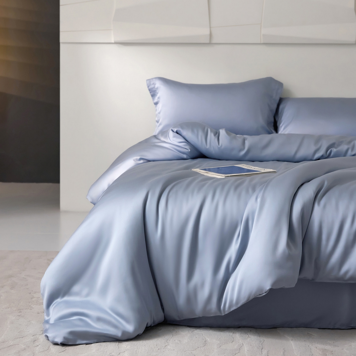 91家纺网 家纺一手货源 找家纺 花愿（原花纪） 2026春夏新款全棉纯棉纯色双拼四件套-安娜 安娜-宾利蓝