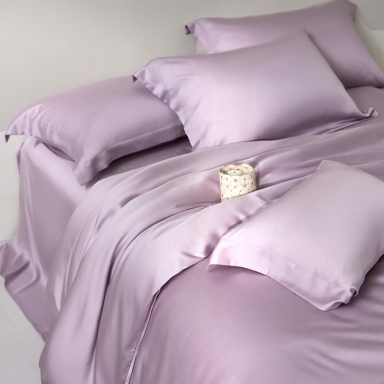 花愿（原花纪） 2026春夏新款全棉纯棉纯色双拼四件套-安娜 安娜-丁香紫