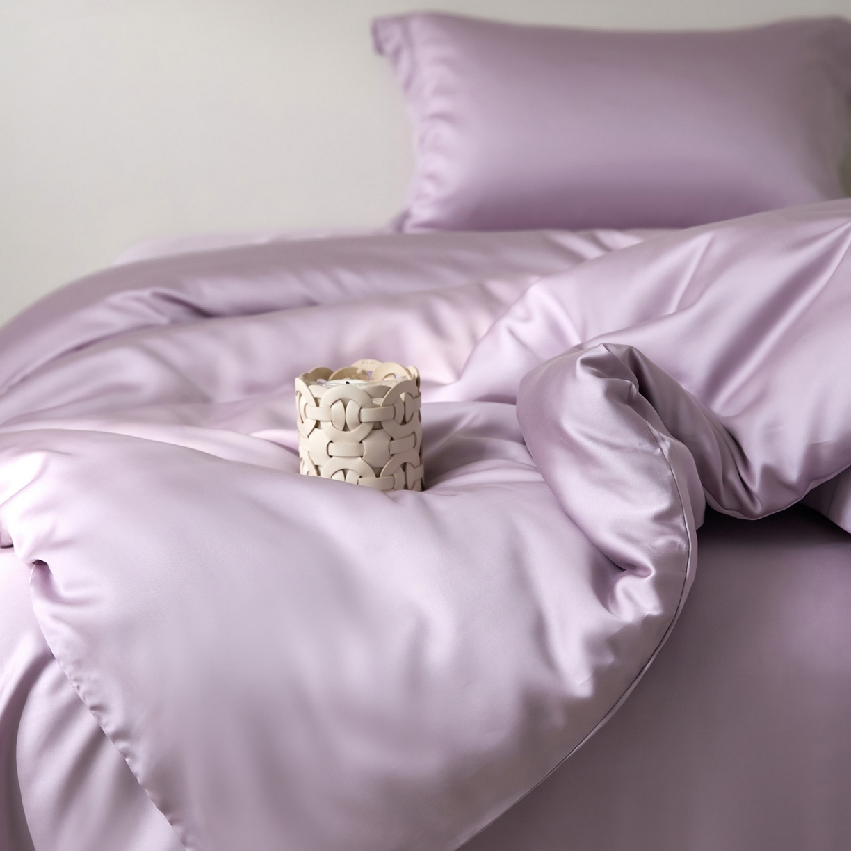 91家纺网 家纺一手货源 找家纺 花愿（原花纪） 2026春夏新款全棉纯棉纯色双拼四件套-安娜 安娜-丁香紫