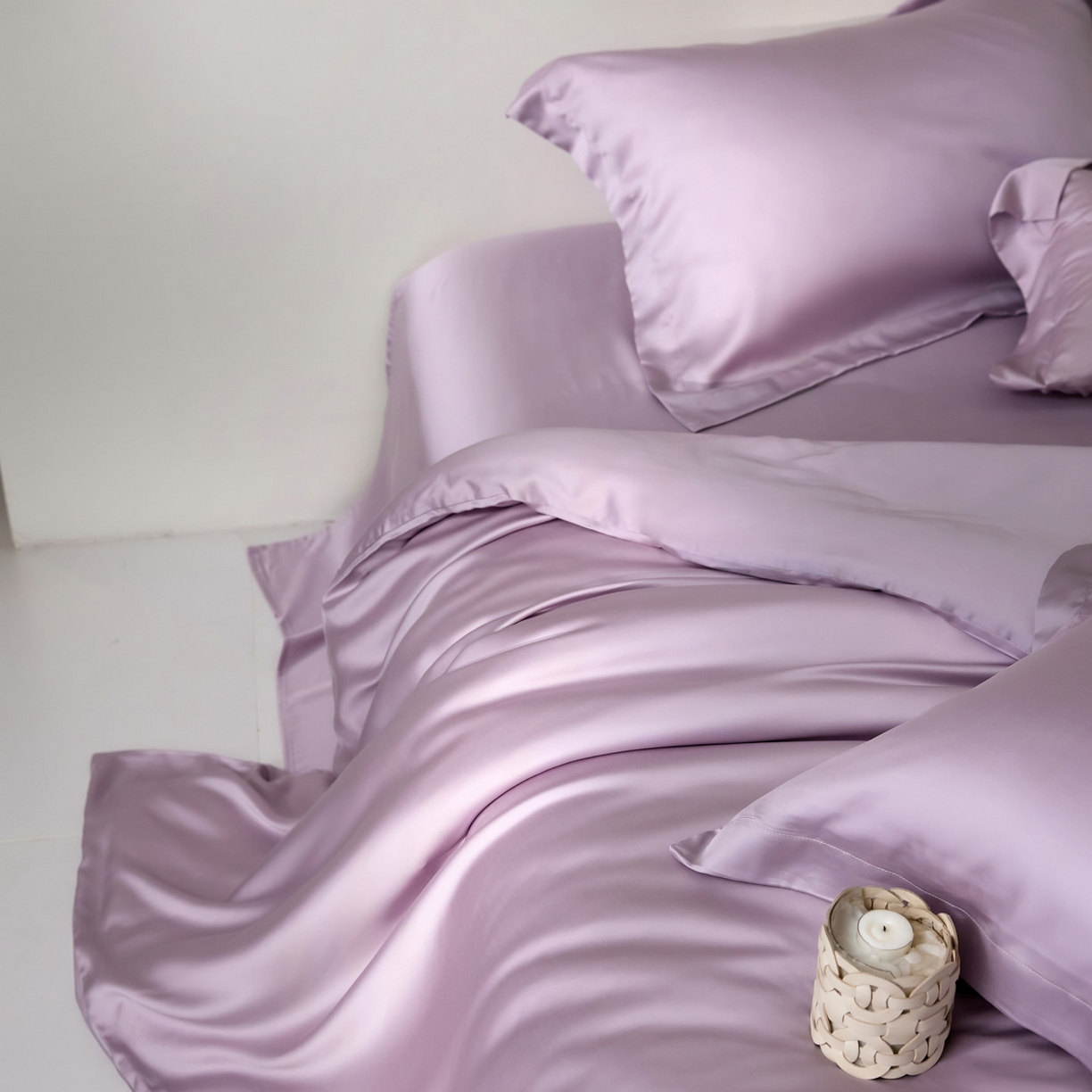 91家纺网 家纺一手货源 找家纺 花愿（原花纪） 2026春夏新款全棉纯棉纯色双拼四件套-安娜 安娜-丁香紫