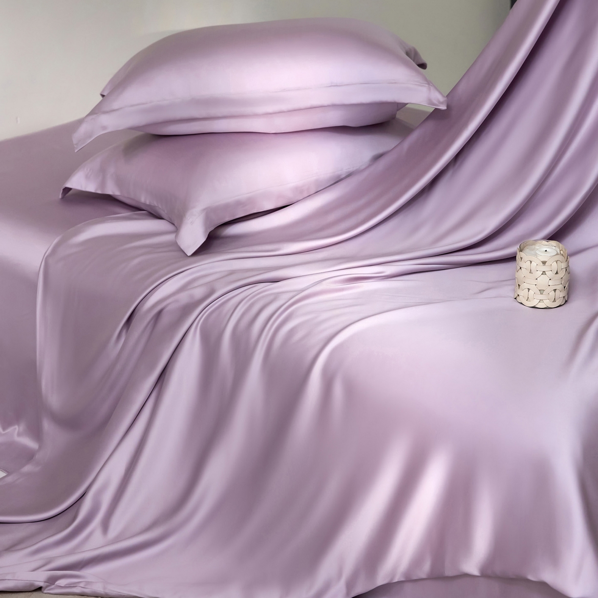 91家纺网 家纺一手货源 找家纺 花愿（原花纪） 2026春夏新款全棉纯棉纯色双拼四件套-安娜 安娜-丁香紫