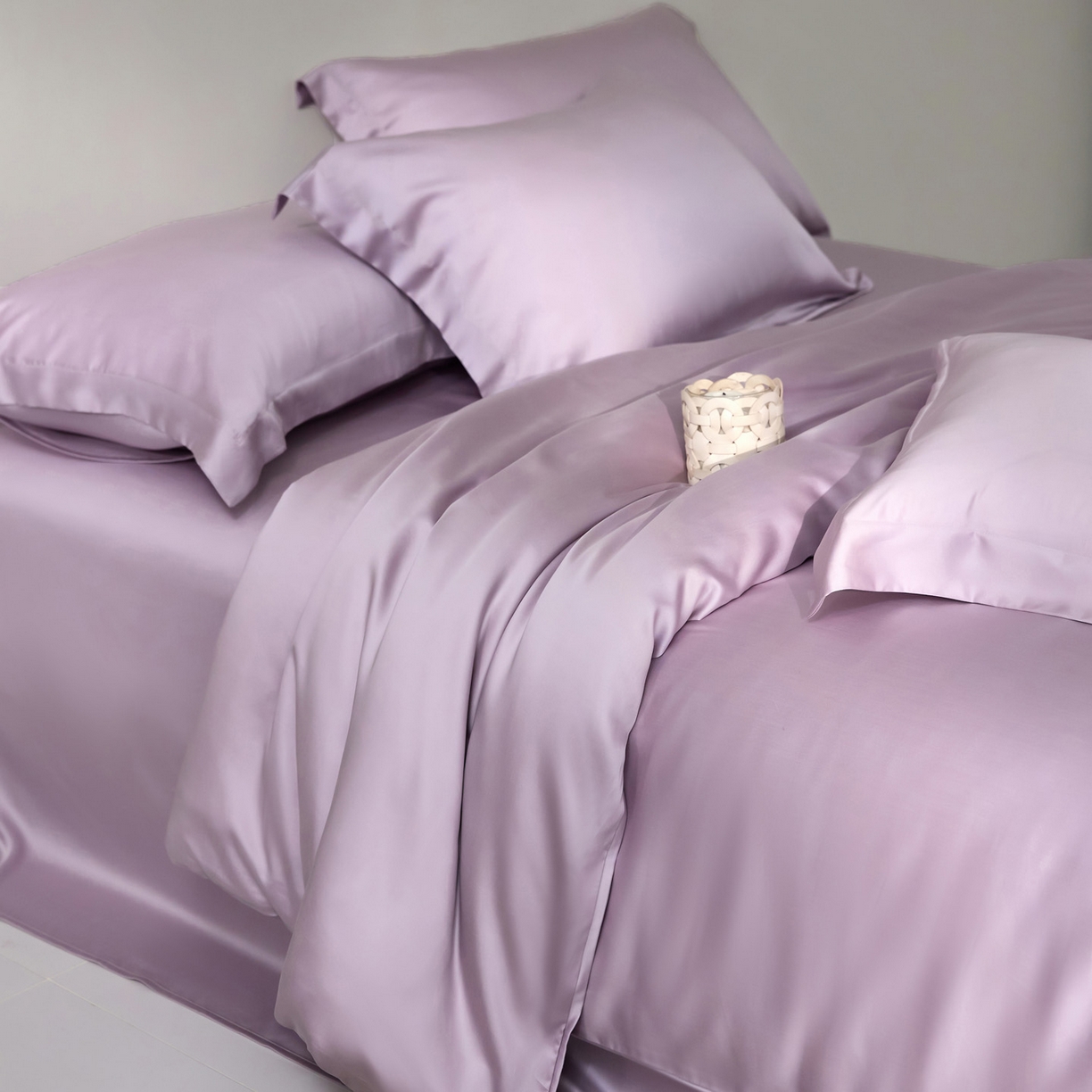 91家纺网 家纺一手货源 找家纺 花愿（原花纪） 2026春夏新款全棉纯棉纯色双拼四件套-安娜 安娜-丁香紫