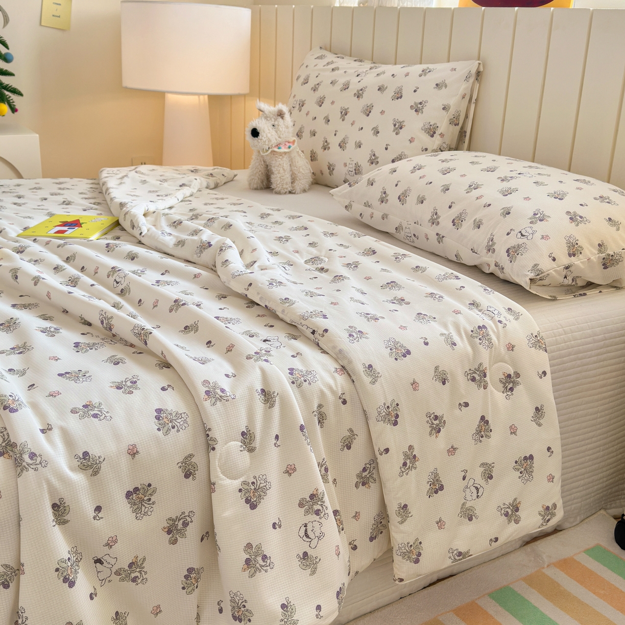 寐居家纺 2026新款清爽凉感丝夏被夏凉被空调被 花间紫葡