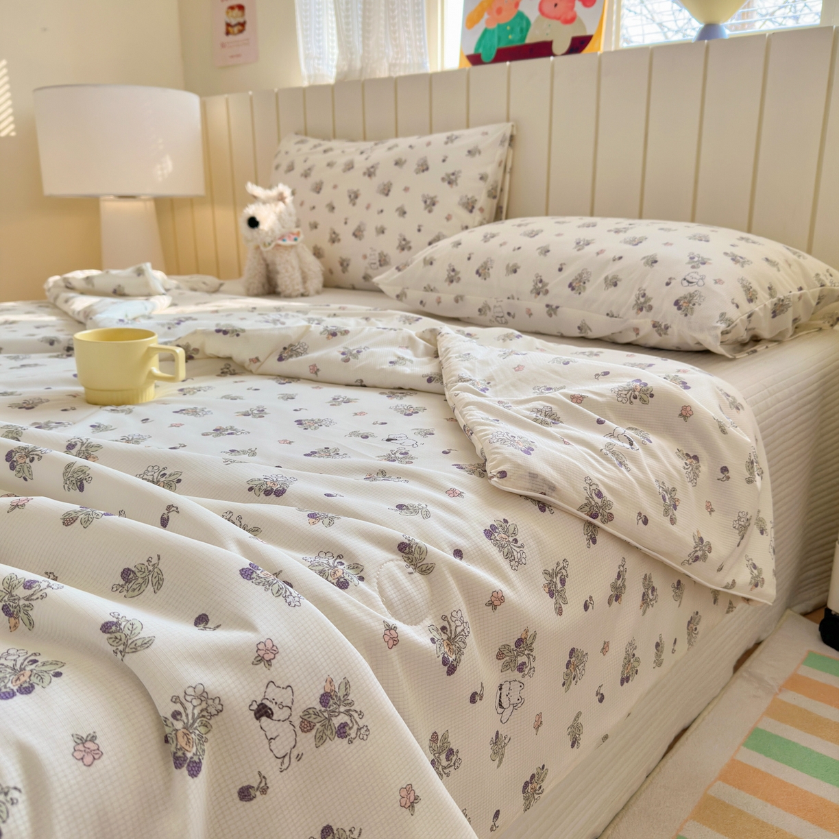 91家纺网 家纺一手货源 找家纺 寐居家纺 2026新款清爽凉感丝夏被夏凉被空调被 花间紫葡