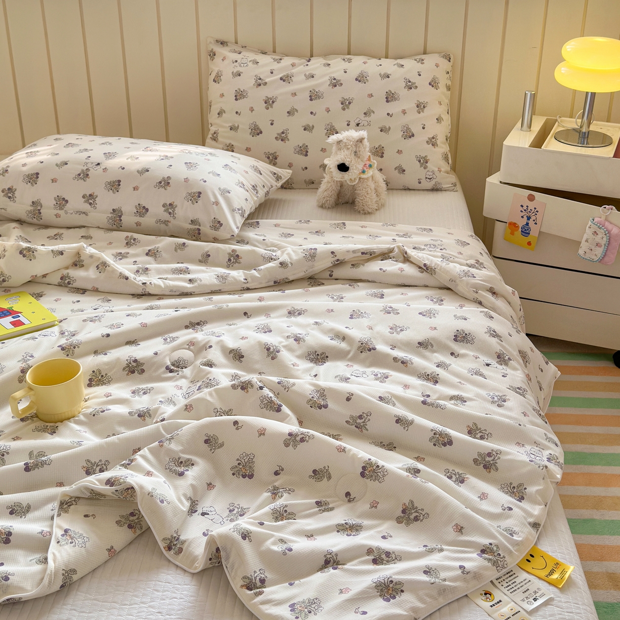 91家纺网 家纺一手货源 找家纺 寐居家纺 2026新款清爽凉感丝夏被夏凉被空调被 花间紫葡