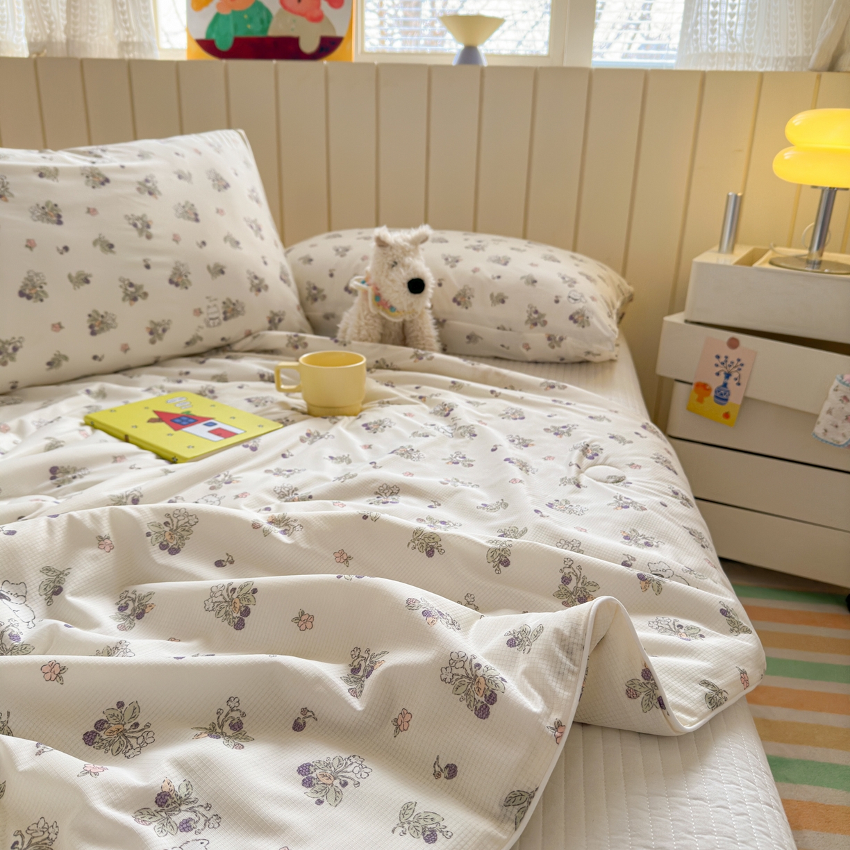 91家纺网 家纺一手货源 找家纺 寐居家纺 2026新款清爽凉感丝夏被夏凉被空调被 花间紫葡