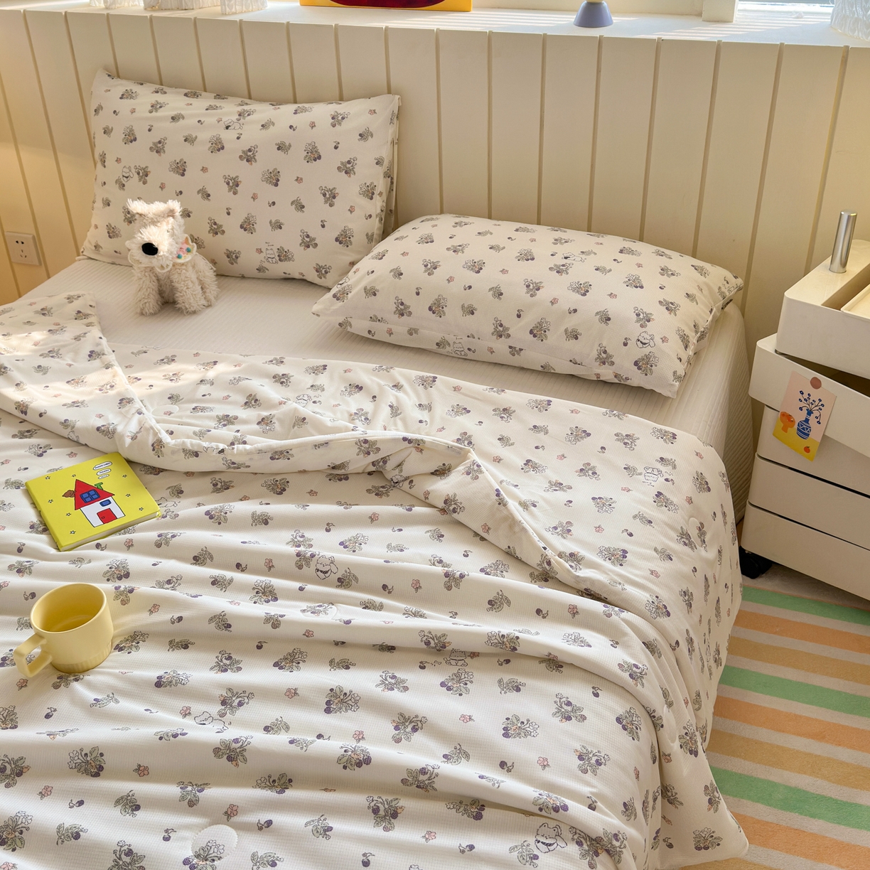 91家纺网 家纺一手货源 找家纺 寐居家纺 2026新款清爽凉感丝夏被夏凉被空调被 花间紫葡