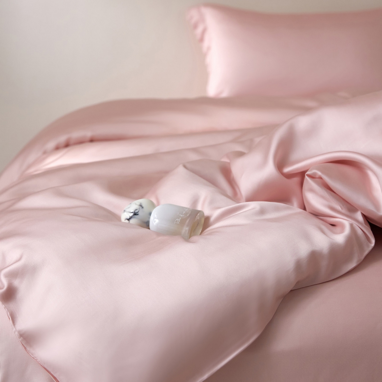 91家纺网 家纺一手货源 找家纺 花愿（原花纪） 2026春夏新款全棉纯棉纯色双拼四件套-安娜 安娜-暖心粉