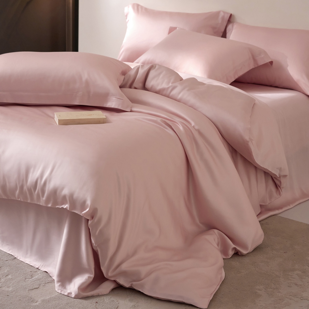 91家纺网 家纺一手货源 找家纺 花愿（原花纪） 2026春夏新款全棉纯棉纯色双拼四件套-安娜 安娜-暖心粉