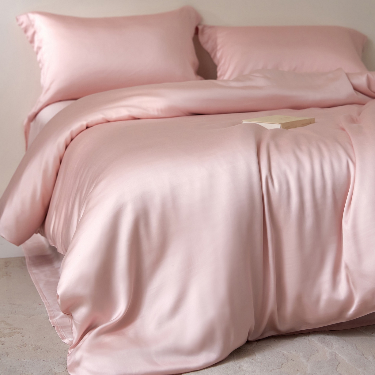 91家纺网 家纺一手货源 找家纺 花愿（原花纪） 2026春夏新款全棉纯棉纯色双拼四件套-安娜 安娜-暖心粉