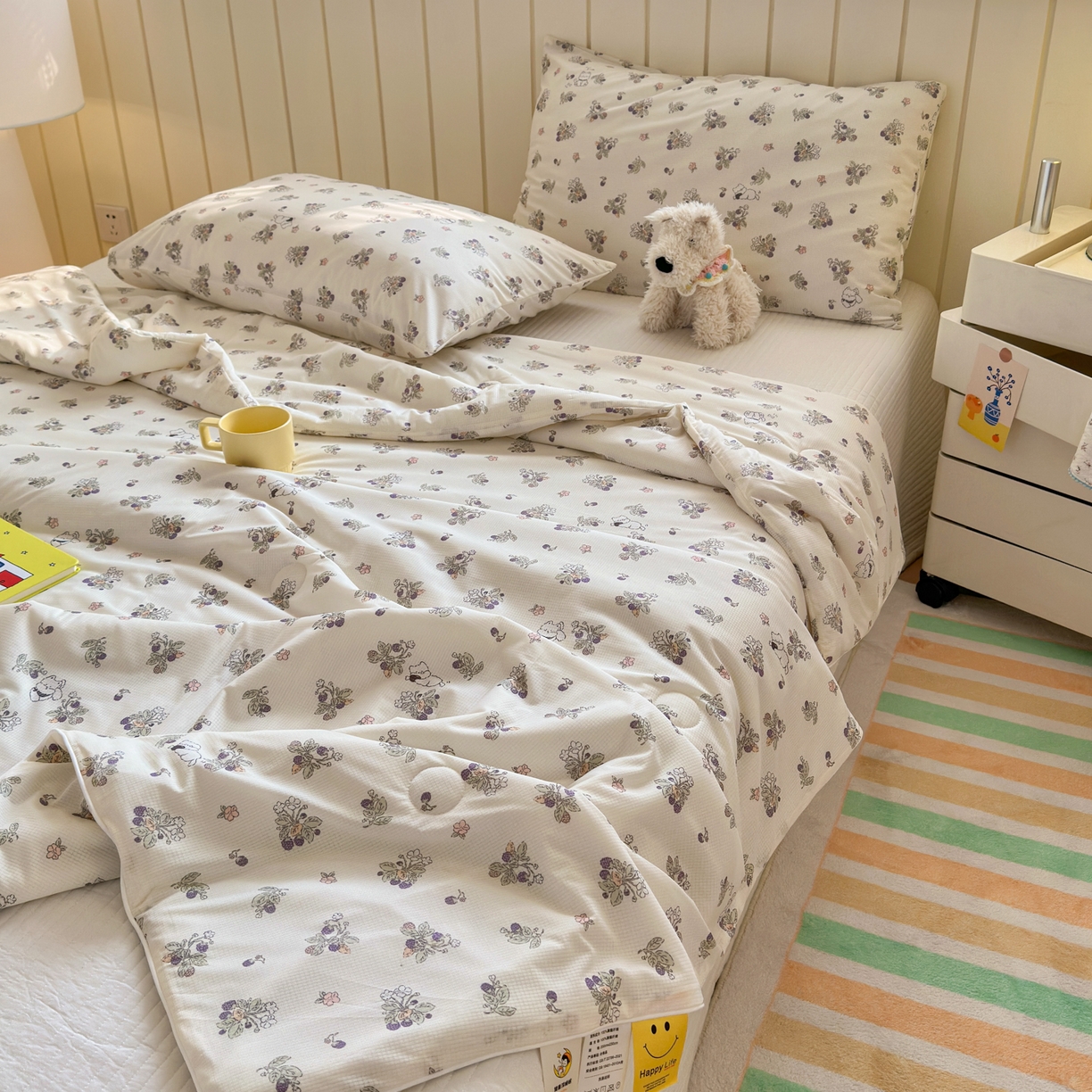 91家纺网 家纺一手货源 找家纺 寐居家纺 2026新款清爽凉感丝夏被夏凉被空调被 花间紫葡