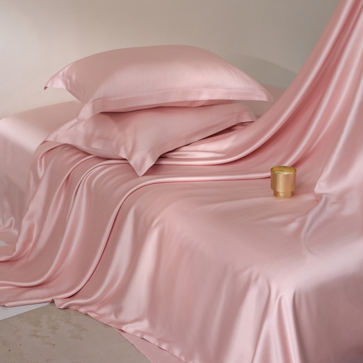 91家纺网 家纺一手货源 找家纺 花愿（原花纪） 2026春夏新款全棉纯棉纯色双拼四件套-安娜 安娜-暖心粉