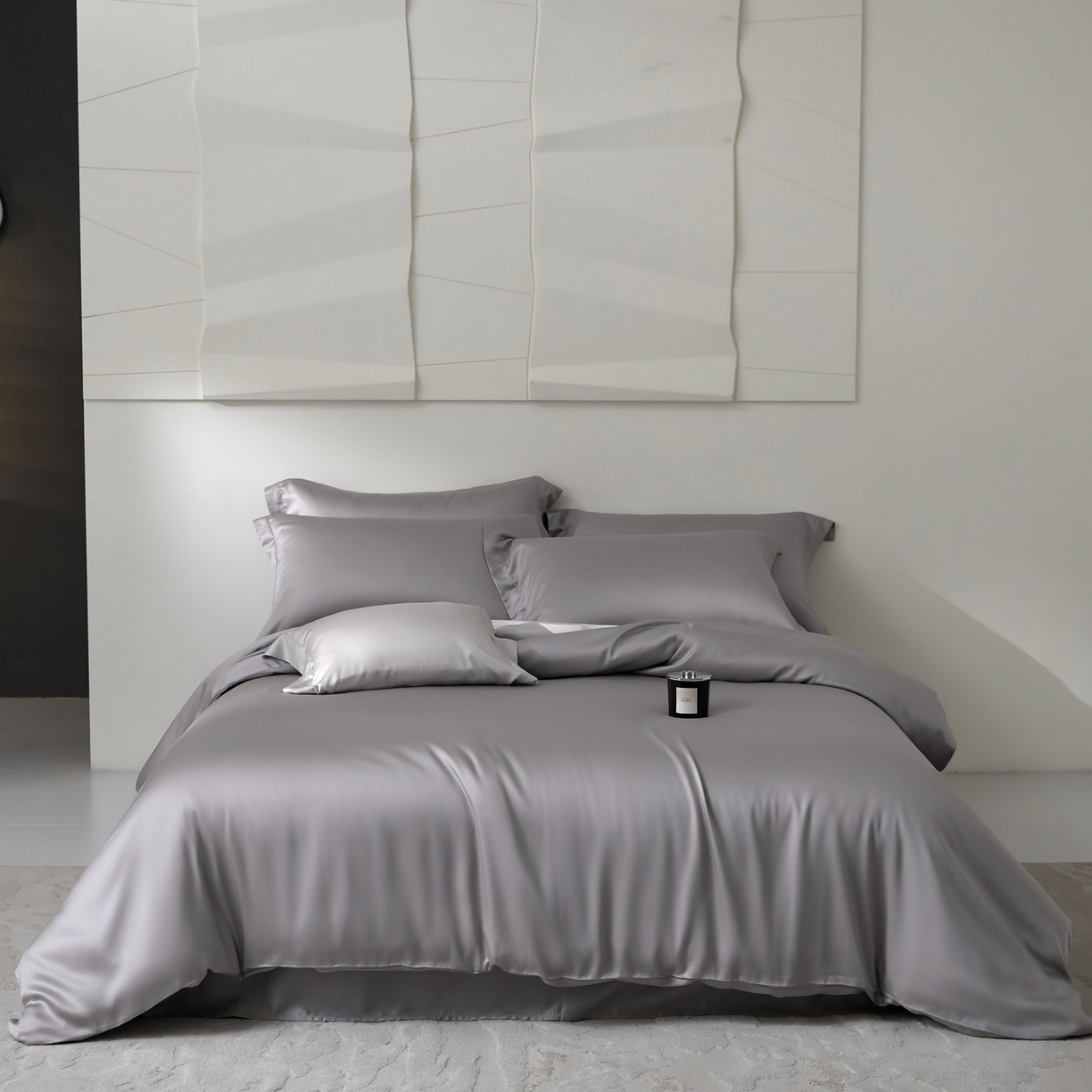 91家纺网 家纺一手货源 找家纺 花愿（原花纪） 2026春夏新款全棉纯棉纯色双拼四件套-安娜 安娜-珍珠灰