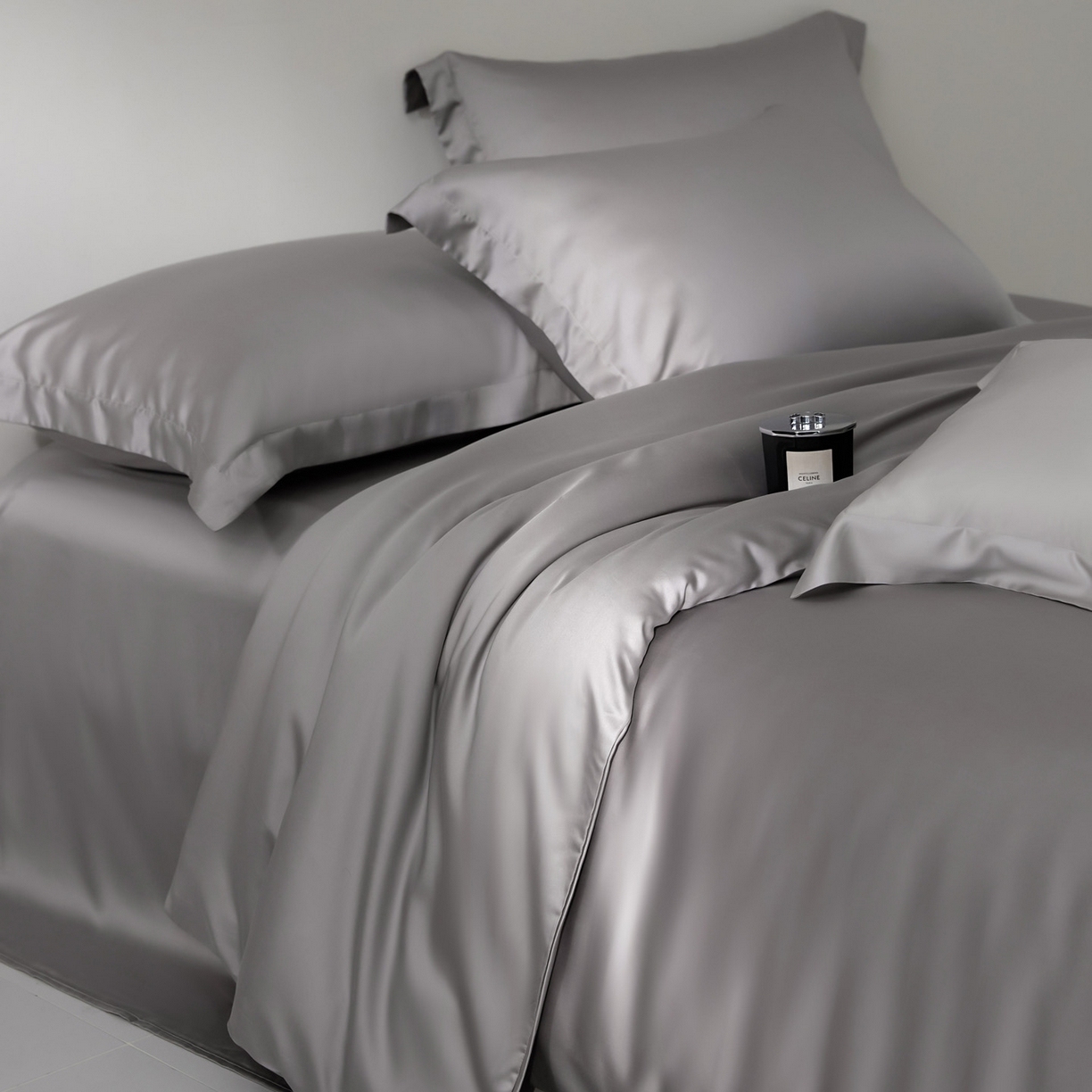 91家纺网 家纺一手货源 找家纺 花愿（原花纪） 2026春夏新款全棉纯棉纯色双拼四件套-安娜 安娜-珍珠灰