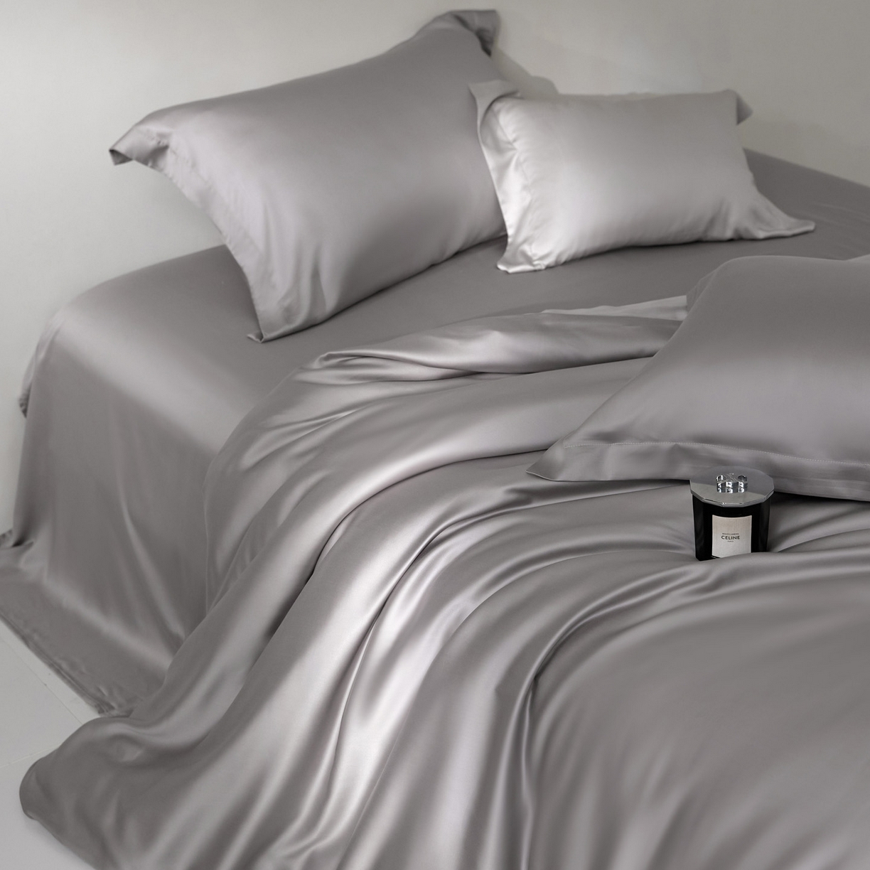 91家纺网 家纺一手货源 找家纺 花愿（原花纪） 2026春夏新款全棉纯棉纯色双拼四件套-安娜 安娜-珍珠灰