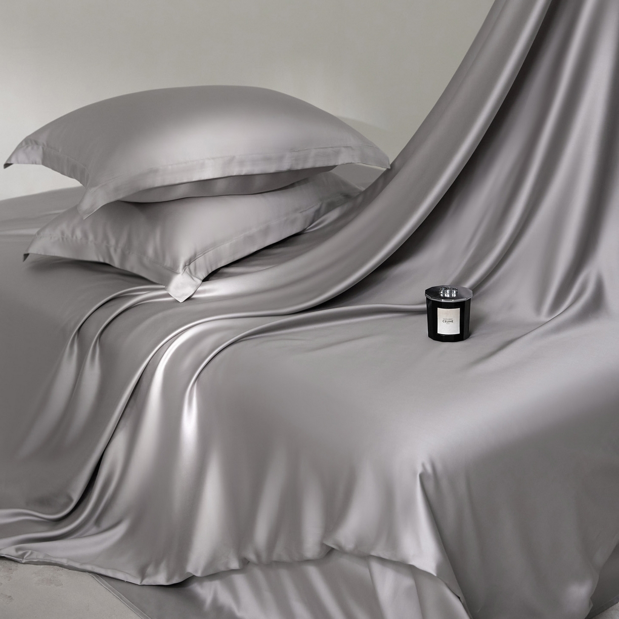 91家纺网 家纺一手货源 找家纺 花愿（原花纪） 2026春夏新款全棉纯棉纯色双拼四件套-安娜 安娜-珍珠灰