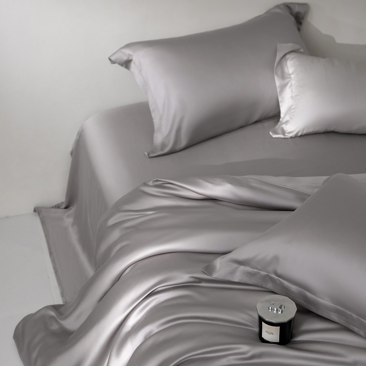 91家纺网 家纺一手货源 找家纺 花愿（原花纪） 2026春夏新款全棉纯棉纯色双拼四件套-安娜 安娜-珍珠灰