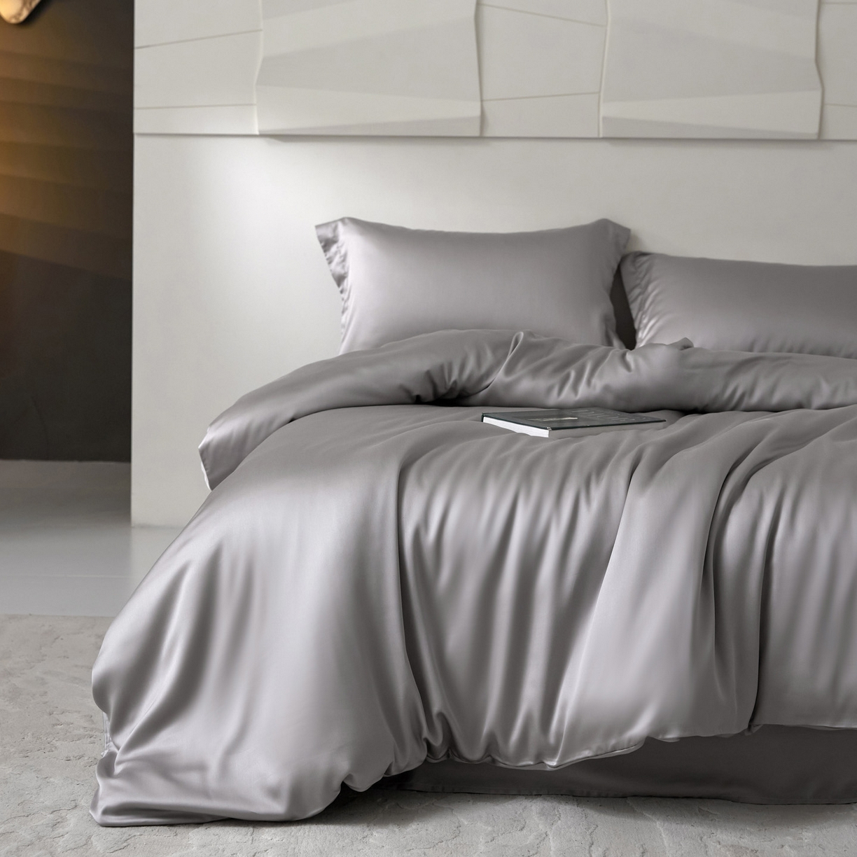 91家纺网 家纺一手货源 找家纺 花愿（原花纪） 2026春夏新款全棉纯棉纯色双拼四件套-安娜 安娜-珍珠灰