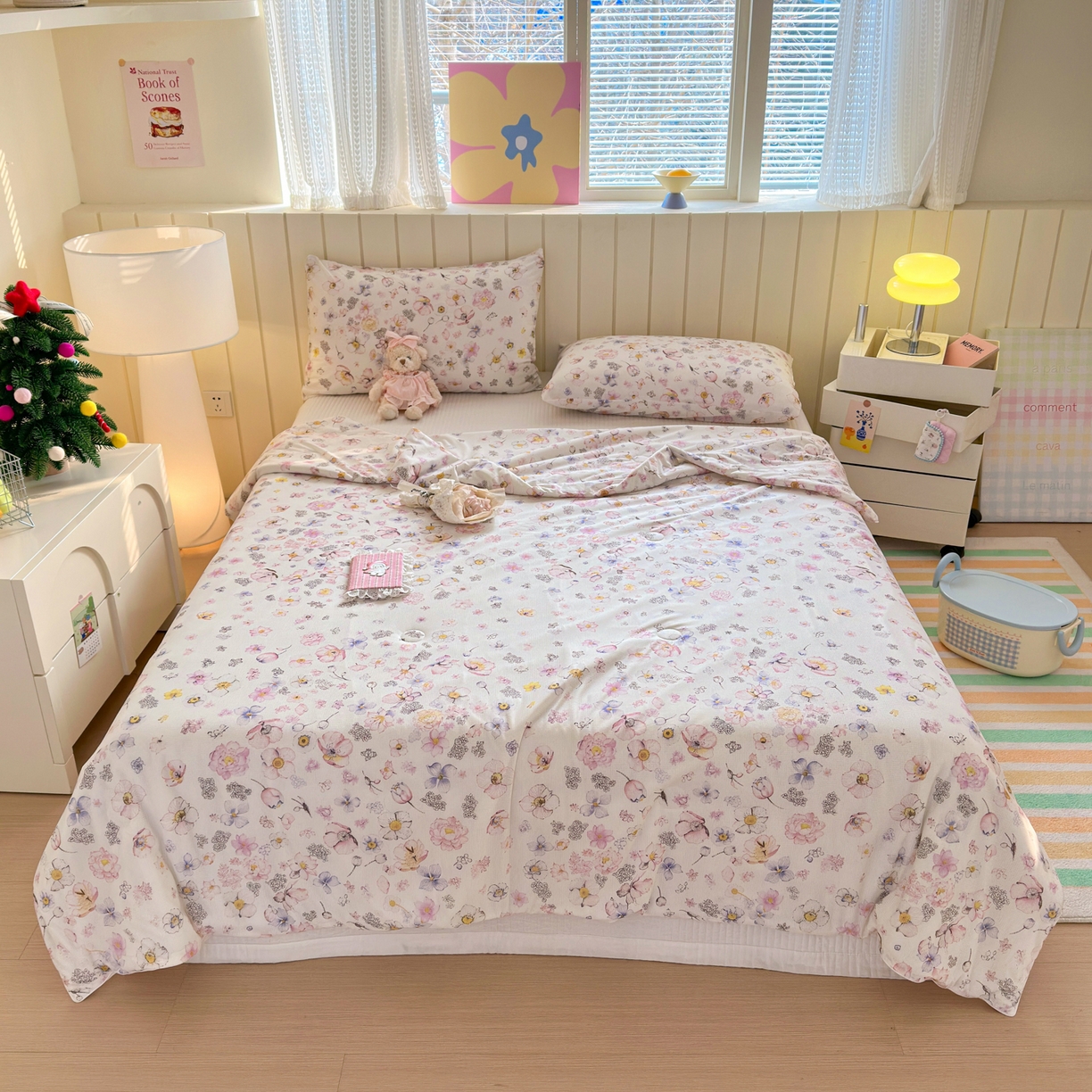 91家纺网 家纺一手货源 找家纺 寐居家纺 2026新款清爽凉感丝夏被夏凉被空调被 花信风来