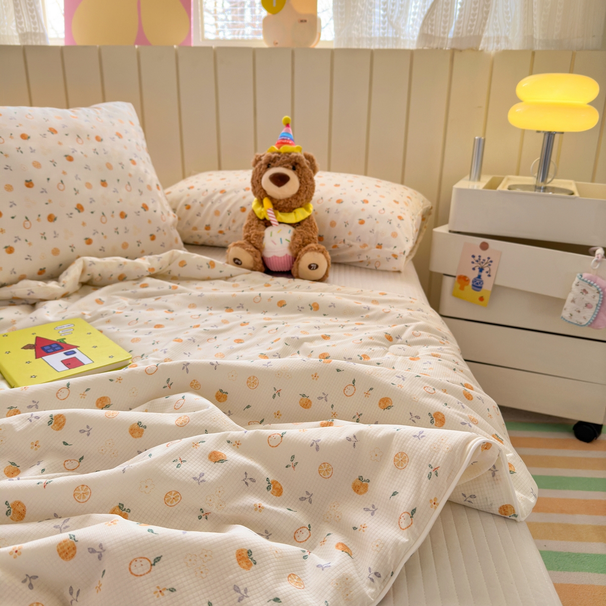 91家纺网 家纺一手货源 找家纺 寐居家纺 2026新款清爽凉感丝夏被夏凉被空调被 奶橘漫语