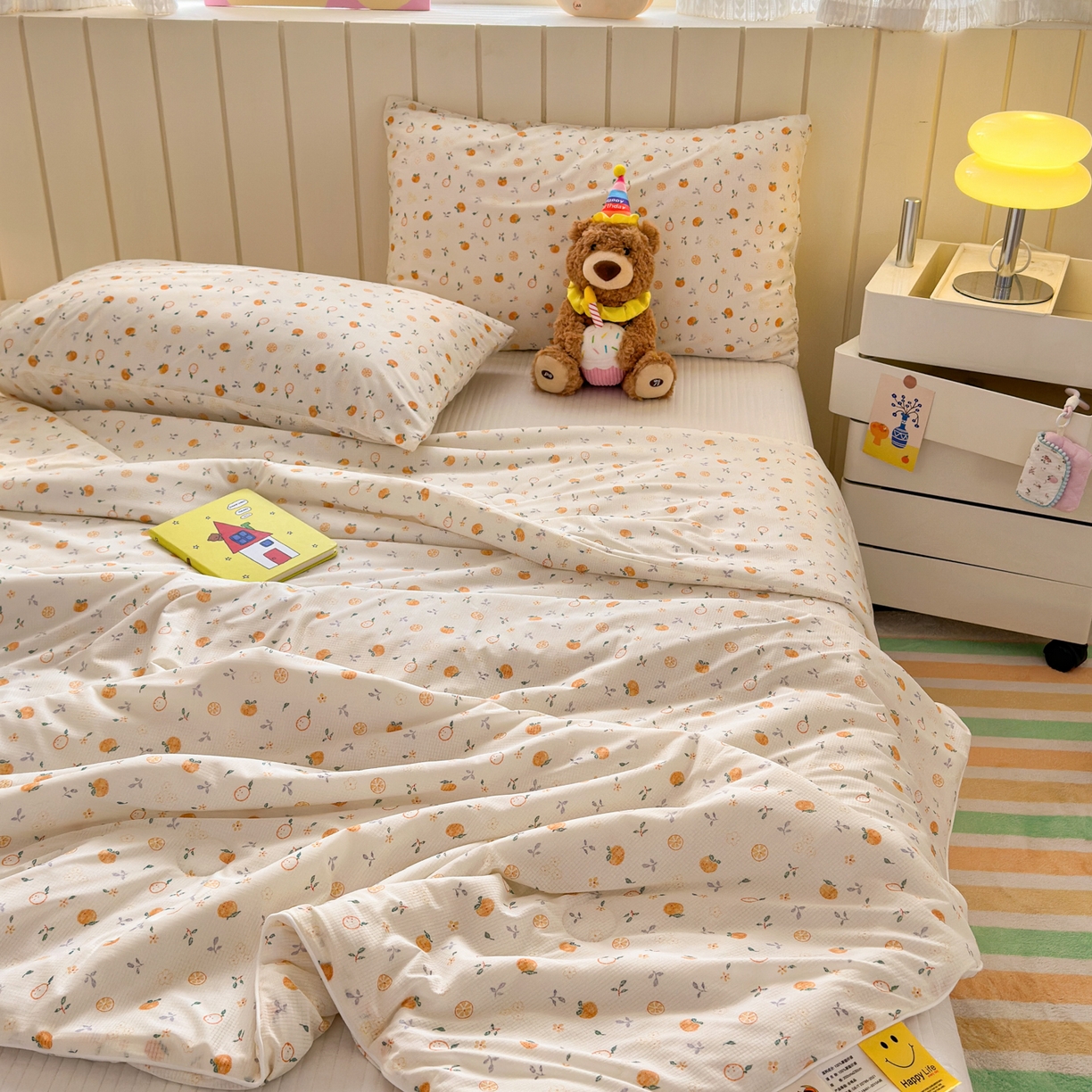 91家纺网 家纺一手货源 找家纺 寐居家纺 2026新款清爽凉感丝夏被夏凉被空调被 奶橘漫语