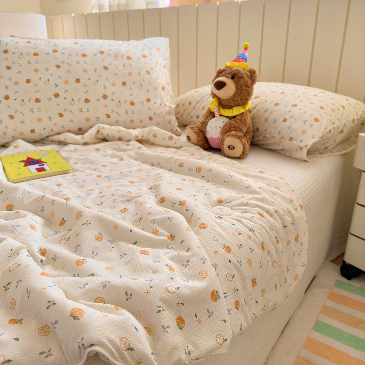 91家纺网 家纺一手货源 找家纺 寐居家纺 2026新款清爽凉感丝夏被夏凉被空调被 奶橘漫语