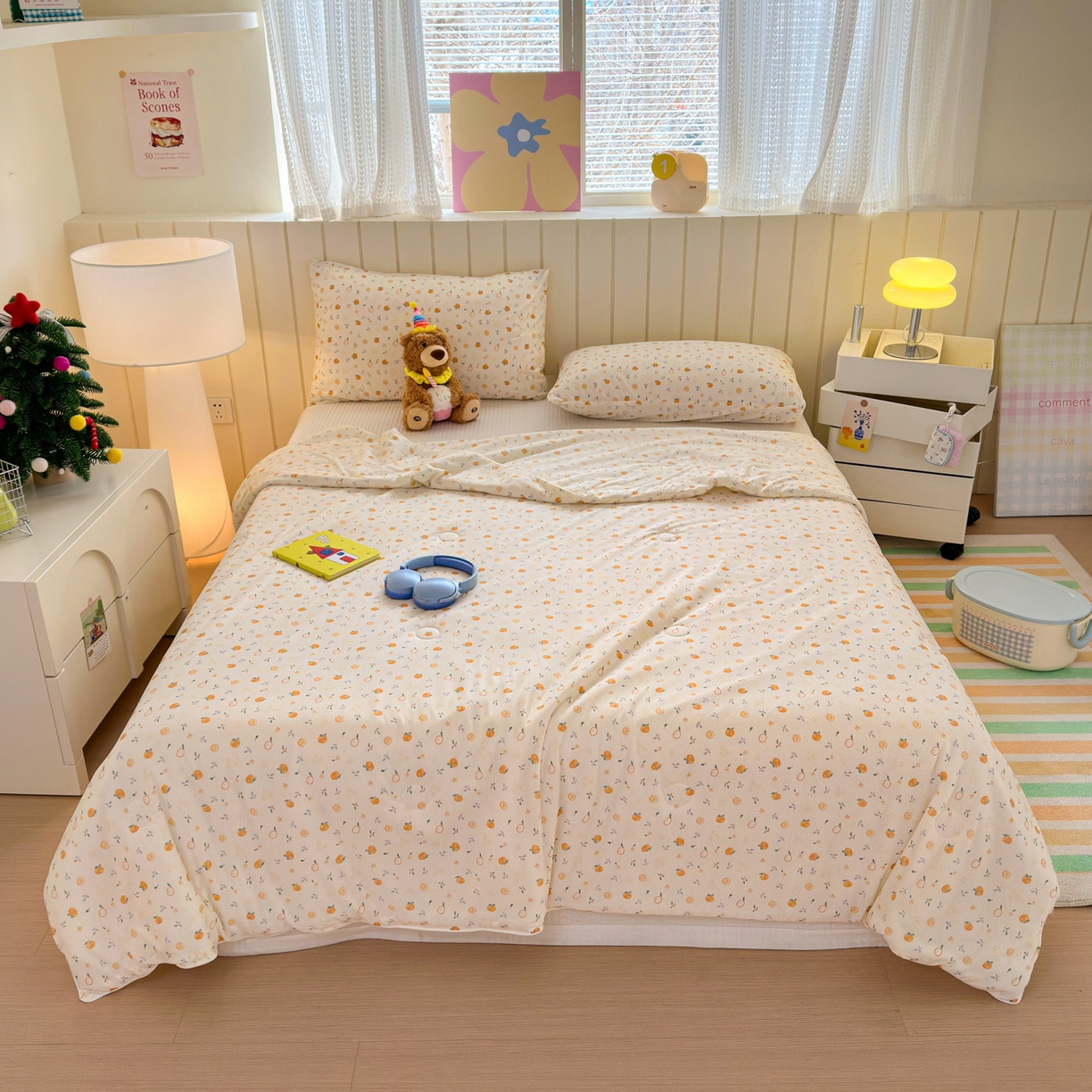 91家纺网 家纺一手货源 找家纺 寐居家纺 2026新款清爽凉感丝夏被夏凉被空调被 奶橘漫语