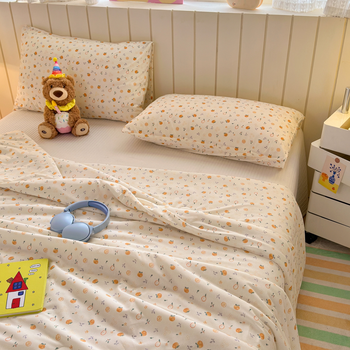 91家纺网 家纺一手货源 找家纺 寐居家纺 2026新款清爽凉感丝夏被夏凉被空调被 奶橘漫语