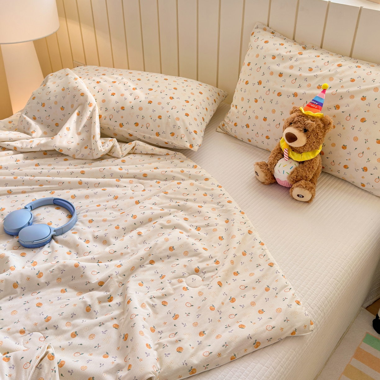 91家纺网 家纺一手货源 找家纺 寐居家纺 2026新款清爽凉感丝夏被夏凉被空调被 奶橘漫语