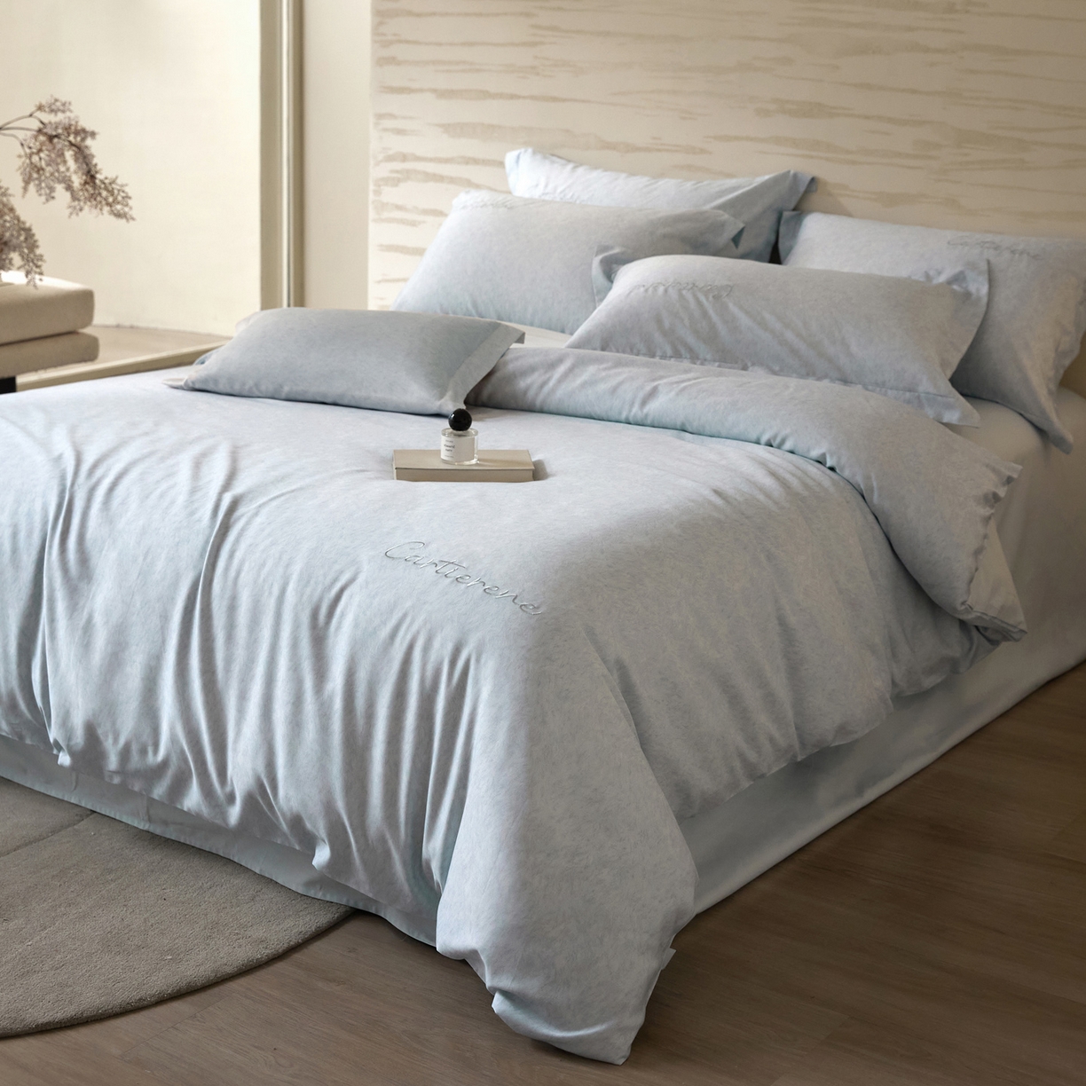 91家纺网 家纺一手货源 找家纺 花愿（原花纪） 2026新款全棉纯棉刺绣数码印花四件套-蒂娜 蒂娜-晴空兰