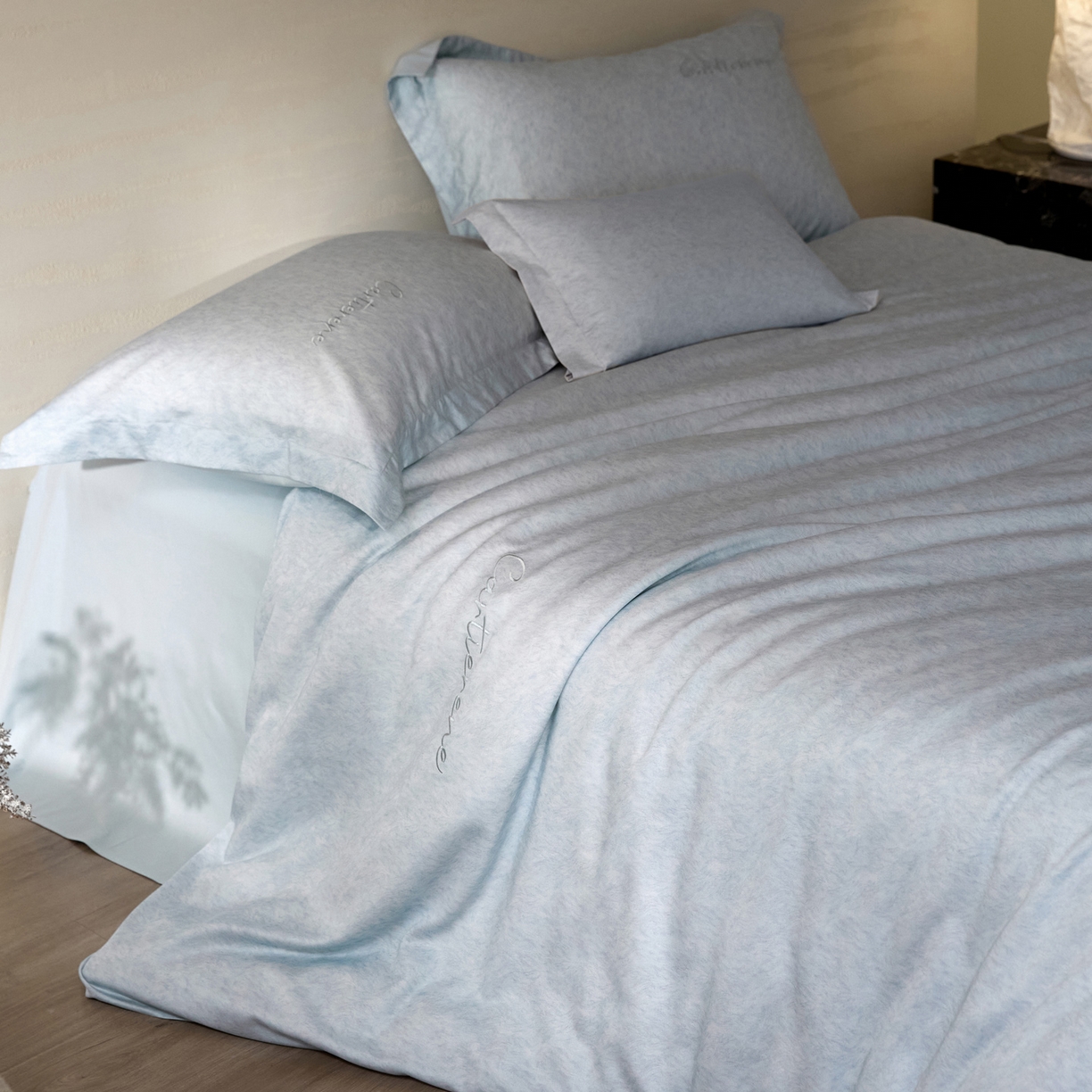 花愿（原花纪） 2026新款全棉纯棉刺绣数码印花四件套-蒂娜 蒂娜-晴空兰