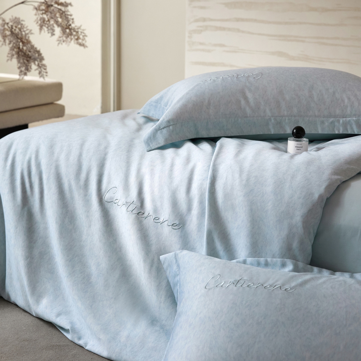 91家纺网 家纺一手货源 找家纺 花愿（原花纪） 2026新款全棉纯棉刺绣数码印花四件套-蒂娜 蒂娜-晴空兰