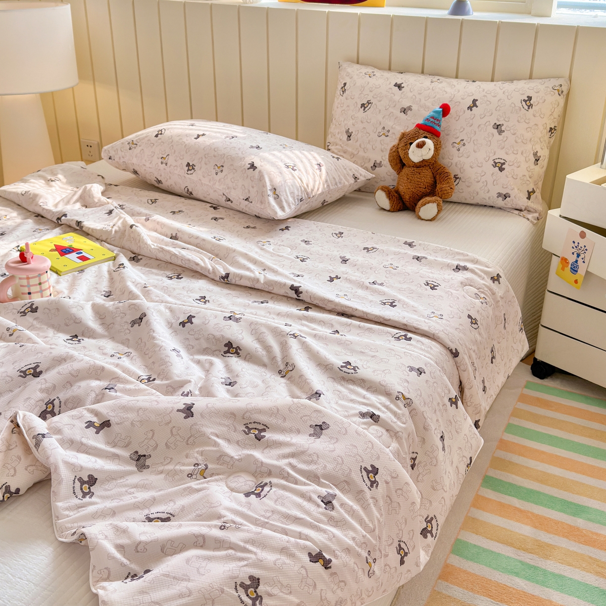 91家纺网 家纺一手货源 找家纺 寐居家纺 2026新款清爽凉感丝夏被夏凉被空调被 童梦木马