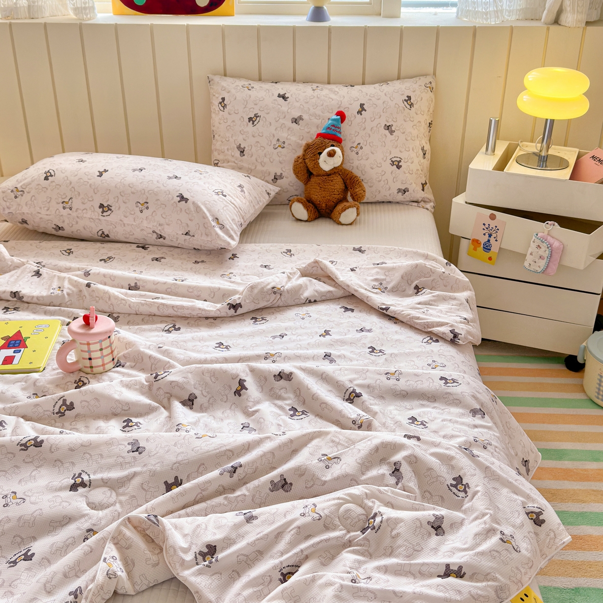 91家纺网 家纺一手货源 找家纺 寐居家纺 2026新款清爽凉感丝夏被夏凉被空调被 童梦木马