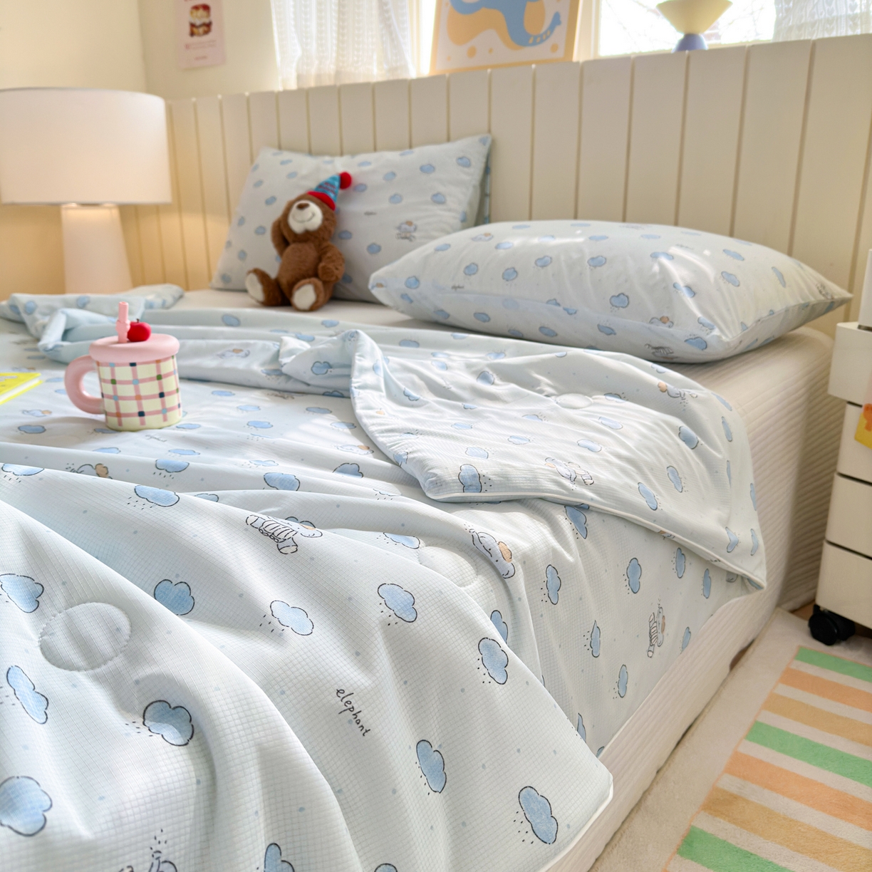 91家纺网 家纺一手货源 找家纺 寐居家纺 2026新款清爽凉感丝夏被夏凉被空调被 云眠小象