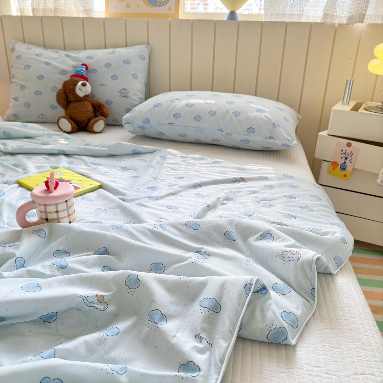 91家纺网 家纺一手货源 找家纺 寐居家纺 2026新款清爽凉感丝夏被夏凉被空调被 云眠小象