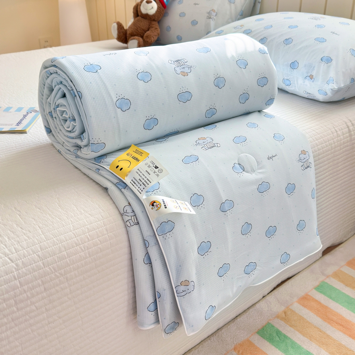 91家纺网 家纺一手货源 找家纺 寐居家纺 2026新款清爽凉感丝夏被夏凉被空调被 云眠小象