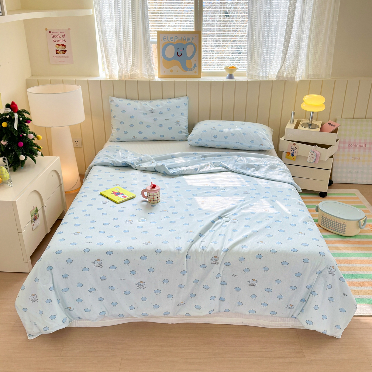 91家纺网 家纺一手货源 找家纺 寐居家纺 2026新款清爽凉感丝夏被夏凉被空调被 云眠小象