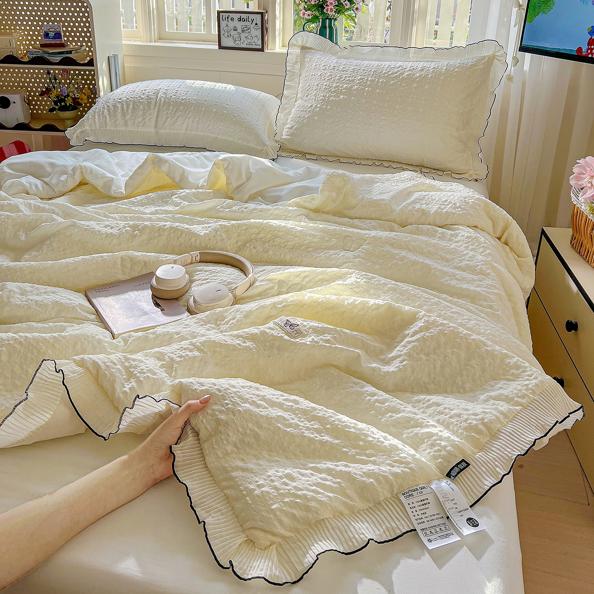 （总）寐居家纺 2026新款A类韩式提花泡芙夏被夏凉被空调被