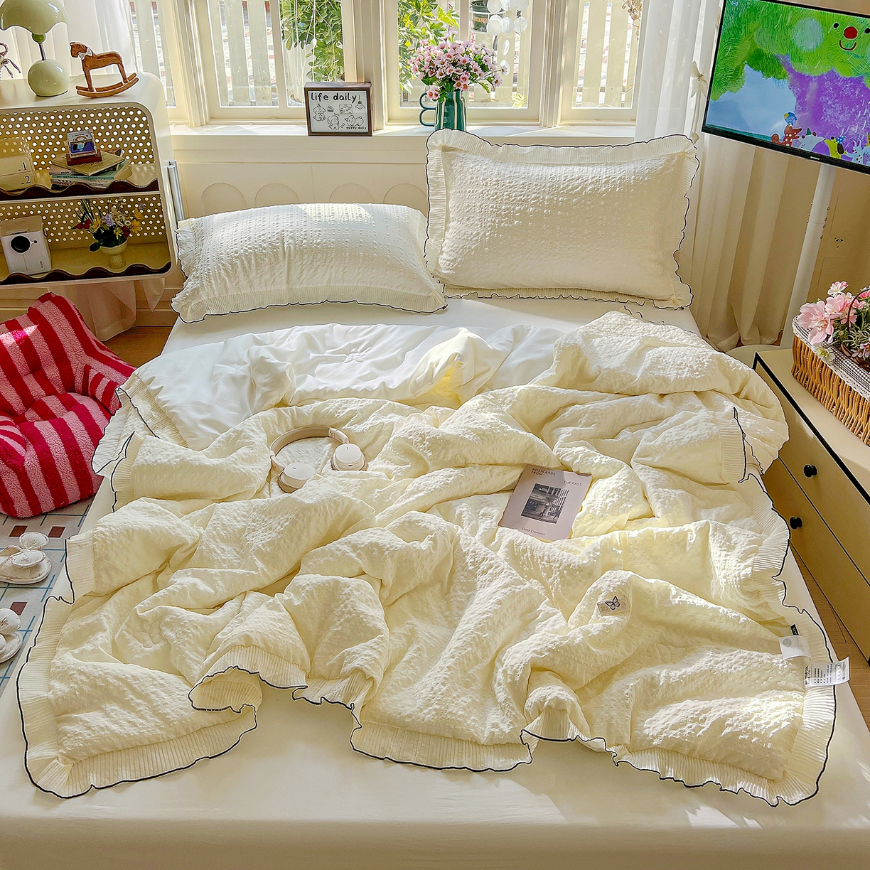 91家纺网 家纺一手货源 找家纺 （总）寐居家纺 2026新款A类韩式提花泡芙夏被夏凉被空调被