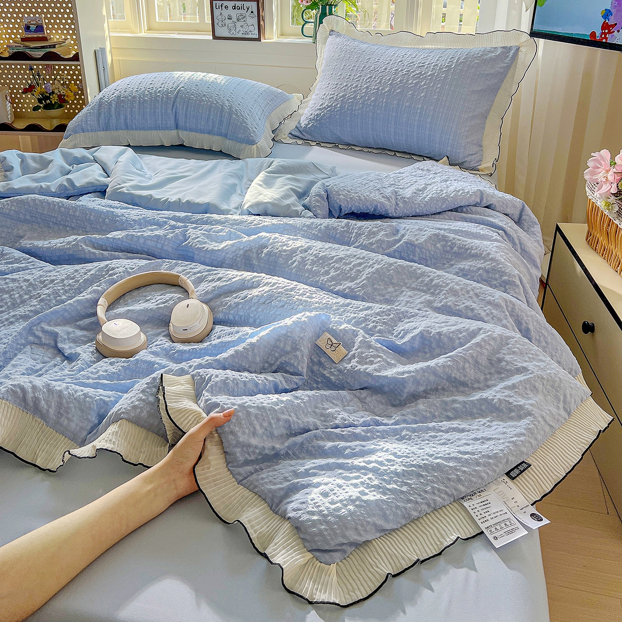 91家纺网 家纺一手货源 找家纺 （总）寐居家纺 2026新款A类韩式提花泡芙夏被夏凉被空调被