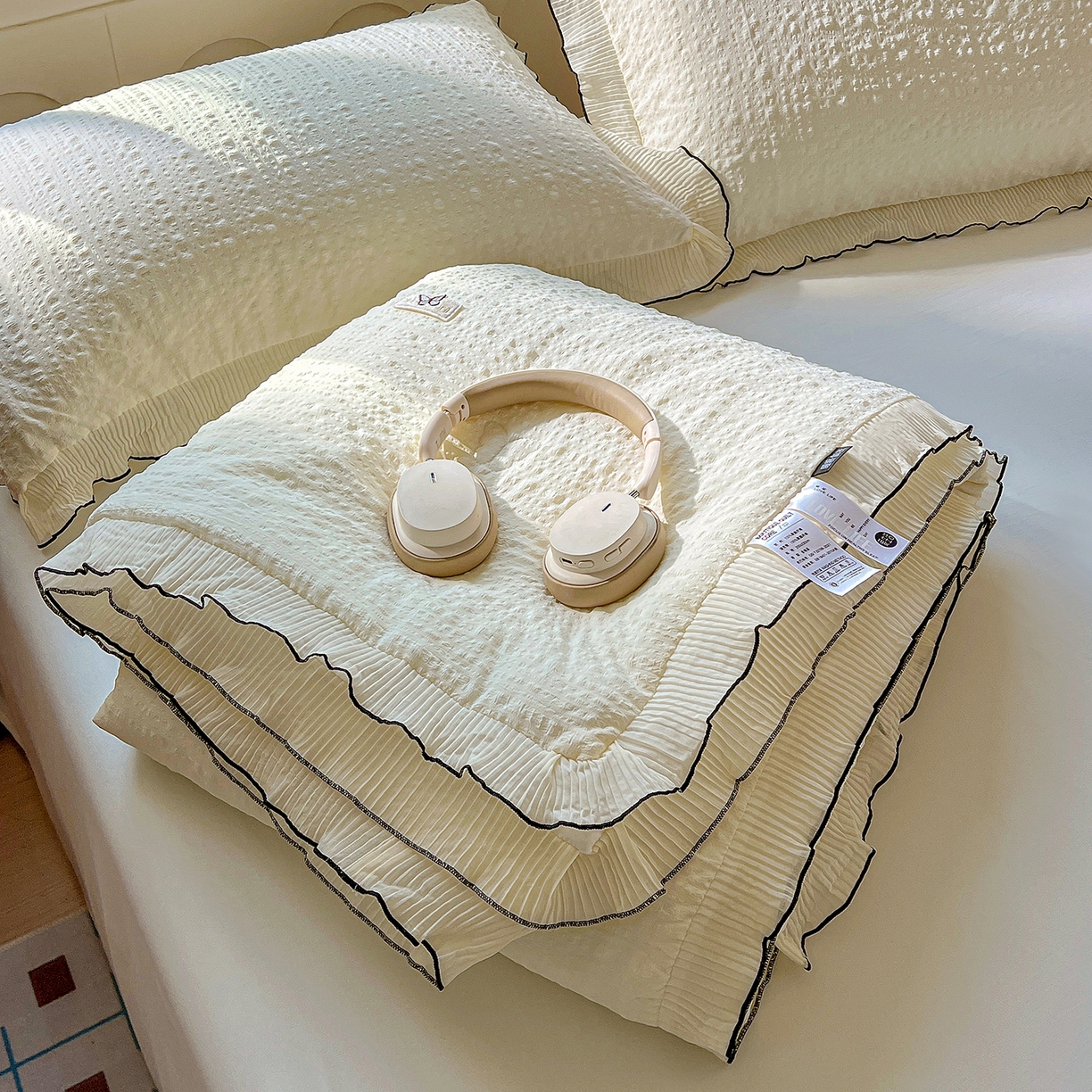 91家纺网 家纺一手货源 找家纺 寐居家纺 2026新款A类韩式提花泡芙夏被夏凉被空调被 米柔泡芙