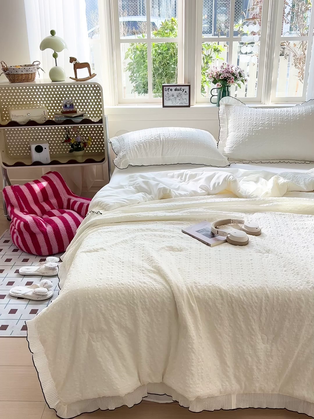 91家纺网 家纺一手货源 找家纺 寐居家纺 2026新款A类韩式提花泡芙夏被夏凉被空调被 米柔泡芙