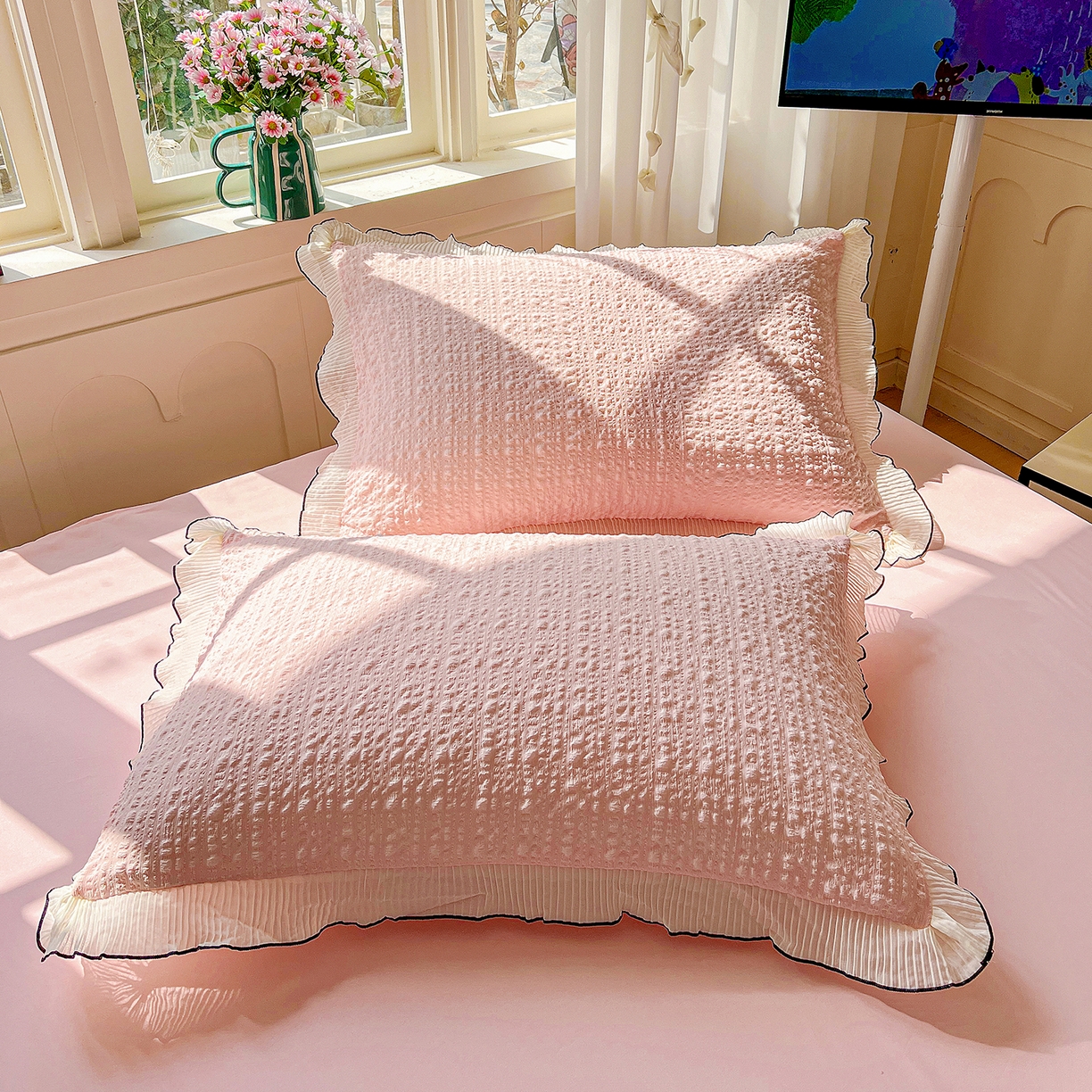 91家纺网 家纺一手货源 找家纺 寐居家纺 2026新款A类韩式提花泡芙夏被夏凉被空调被 桃桃泡芙