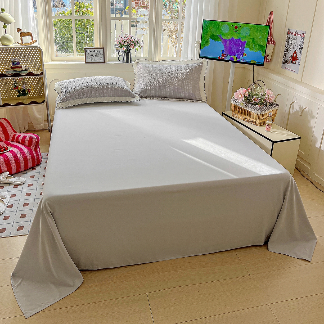 91家纺网 家纺一手货源 找家纺 寐居家纺 2026新款A类韩式提花泡芙夏被夏凉被空调被 雾灰泡芙