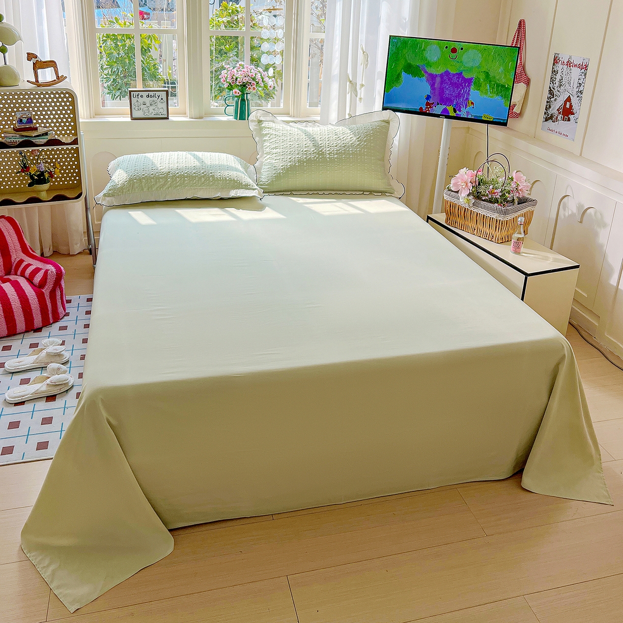 91家纺网 家纺一手货源 找家纺 寐居家纺 2026新款A类韩式提花泡芙夏被夏凉被空调被 芽绿泡芙