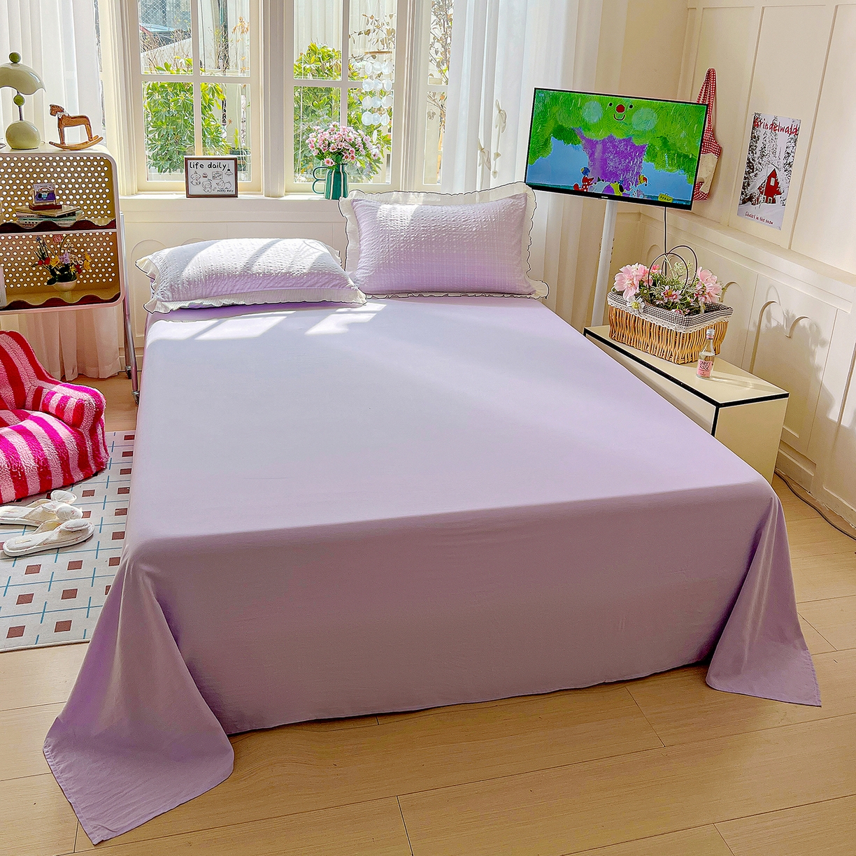 91家纺网 家纺一手货源 找家纺 寐居家纺 2026新款A类韩式提花泡芙夏被夏凉被空调被 紫雾泡芙