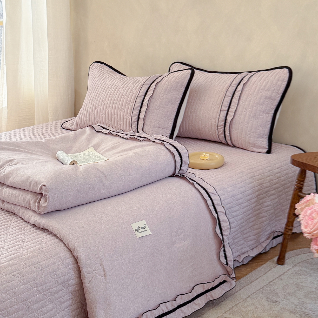 （总）寐居家纺 2026新款雨露麻夏被床盖四件套