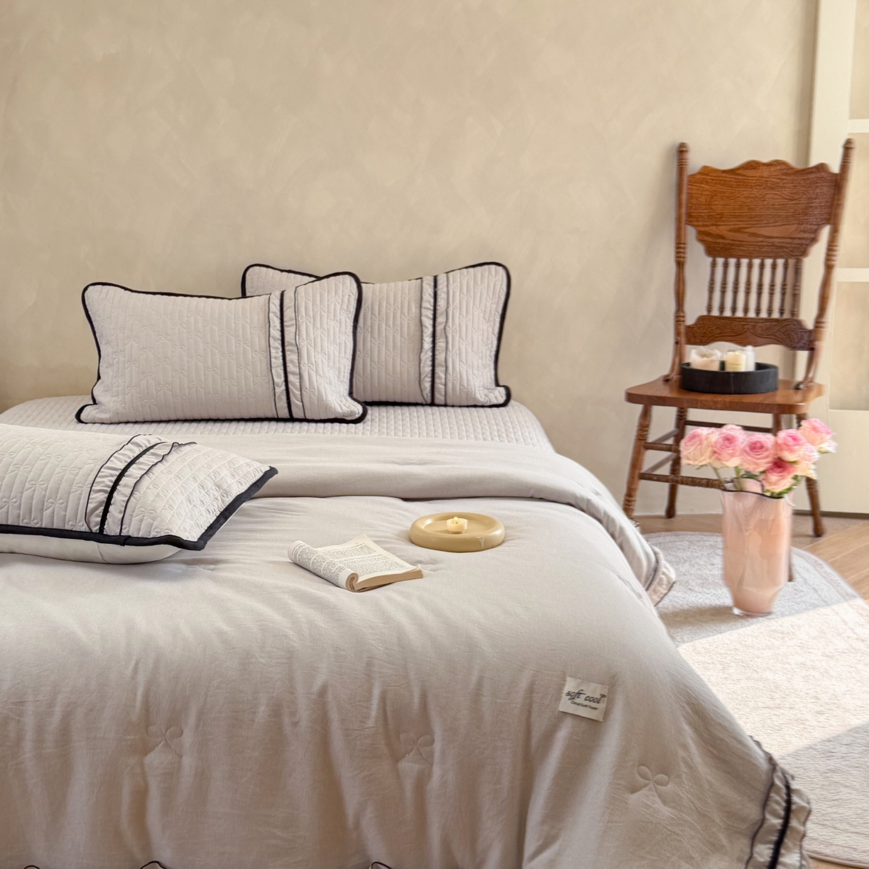 91家纺网 家纺一手货源 找家纺 寐居家纺 2026新款雨露麻夏被床盖四件套 雨露-奶茶棕