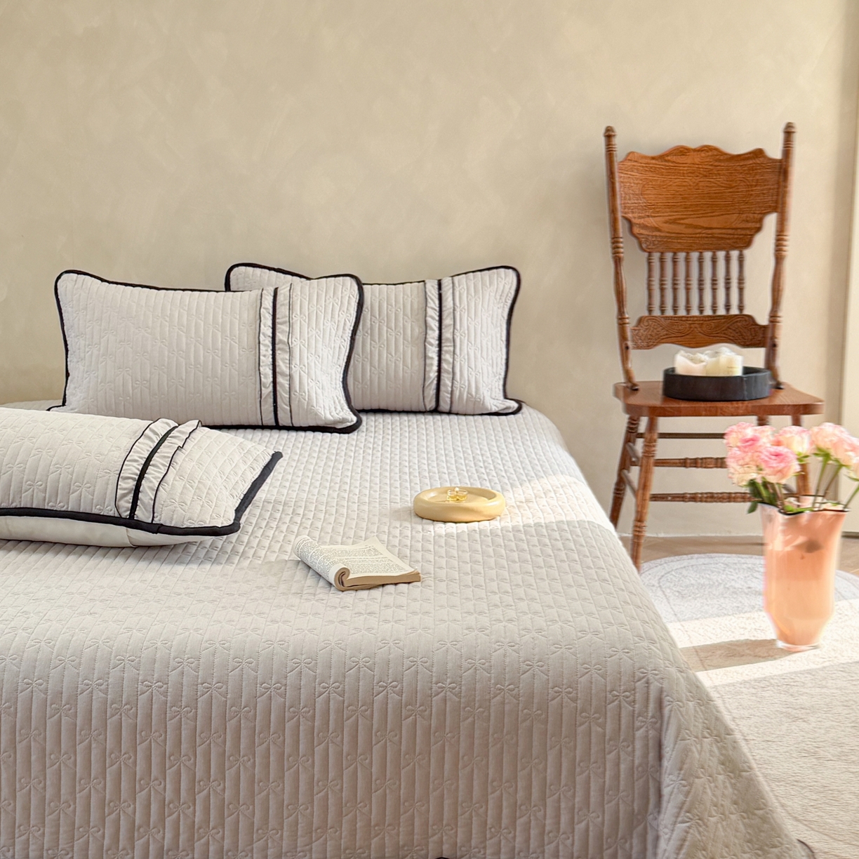 91家纺网 家纺一手货源 找家纺 寐居家纺 2026新款雨露麻夏被床盖四件套 雨露-奶茶棕